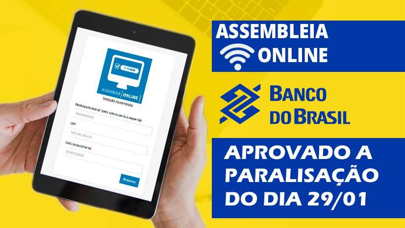 Paralização no dia 29/01/2021 no Banco do Brasil
