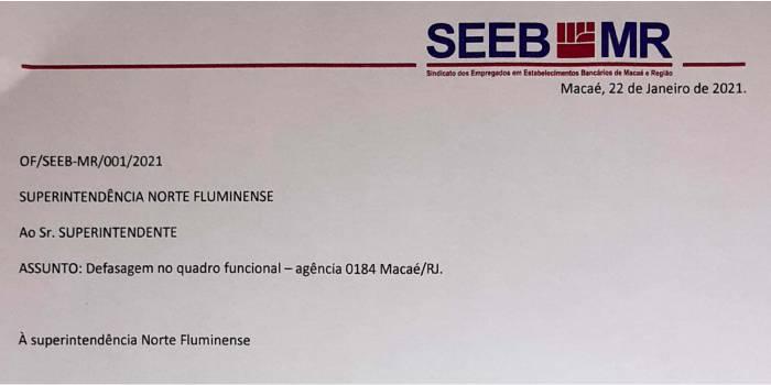 Sindicato oficia a CEF para buscar solução para a agência 0184 da Caixa